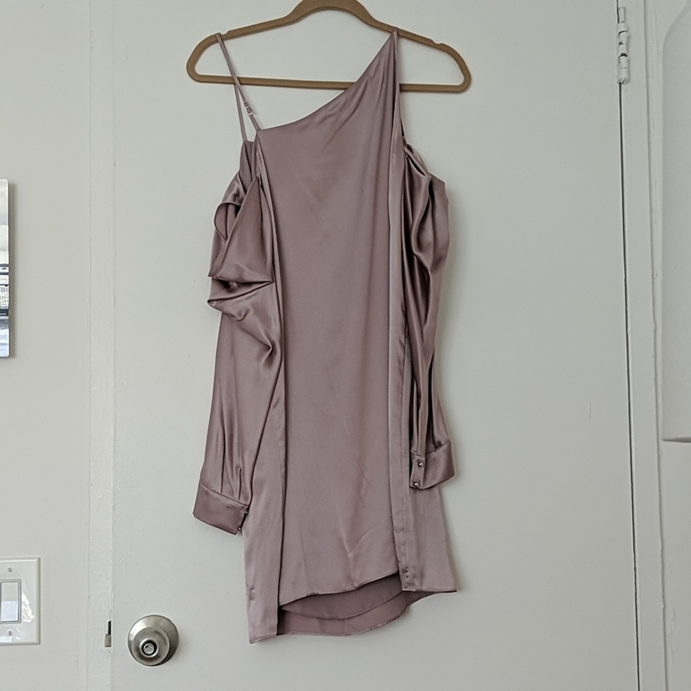 New PARKER Camille Asymmetric Silk Satin Dress - Picture 7 of 8